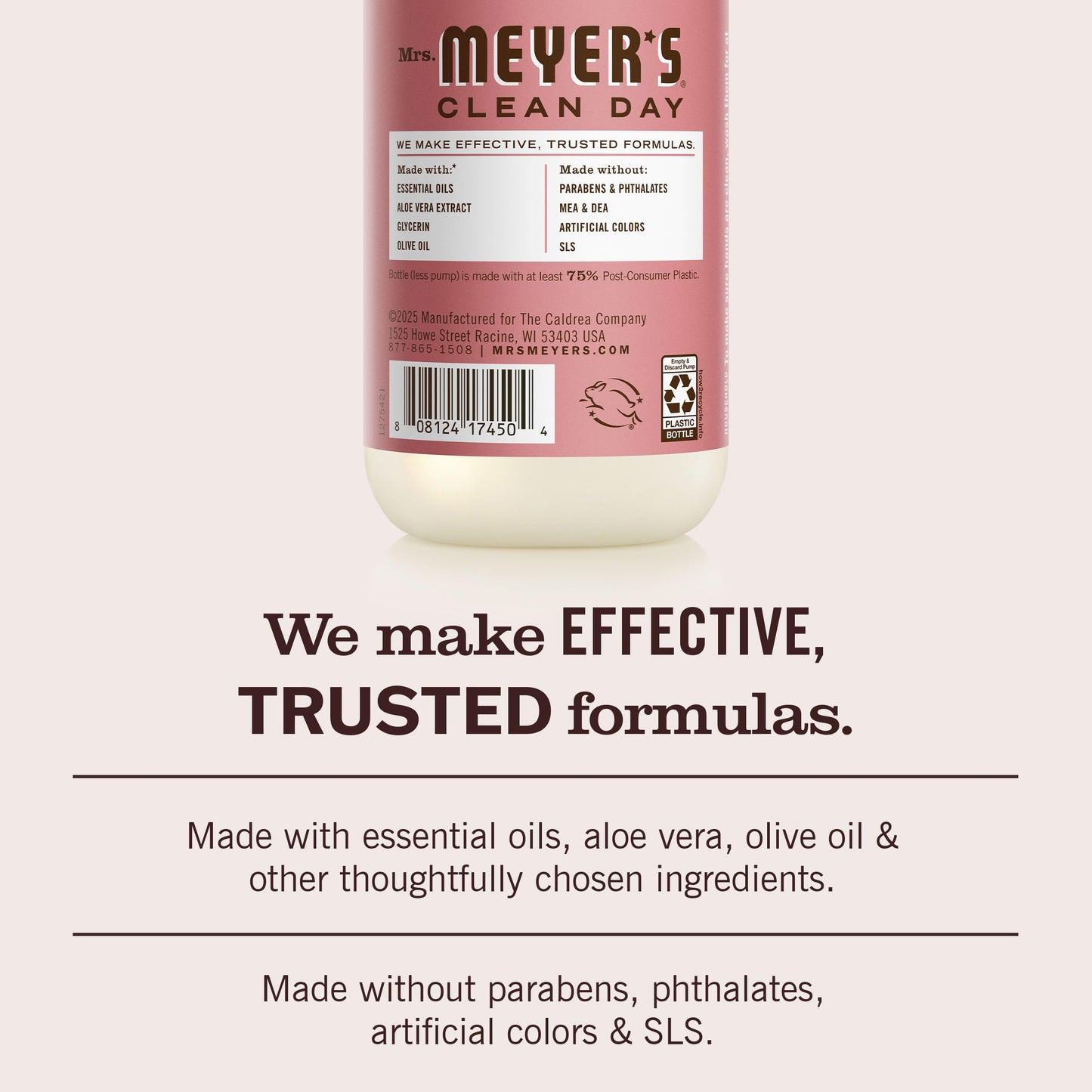 MRS. MEYER'S CLEAN DAY Hand Soap, Basil Scent, 12.5 Fl Oz Bottle - 3 Pack