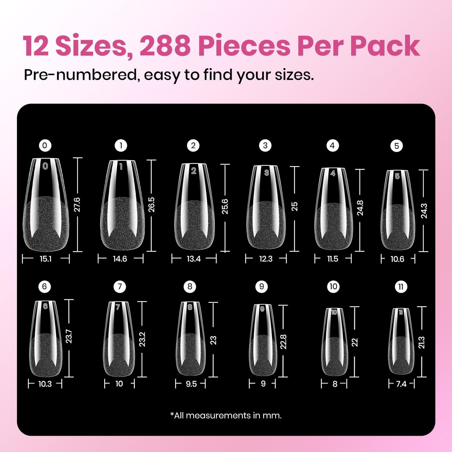 Beetles Soft Gel Nail Tips Short Almond 288pcs in 12 Sizes Etch-X