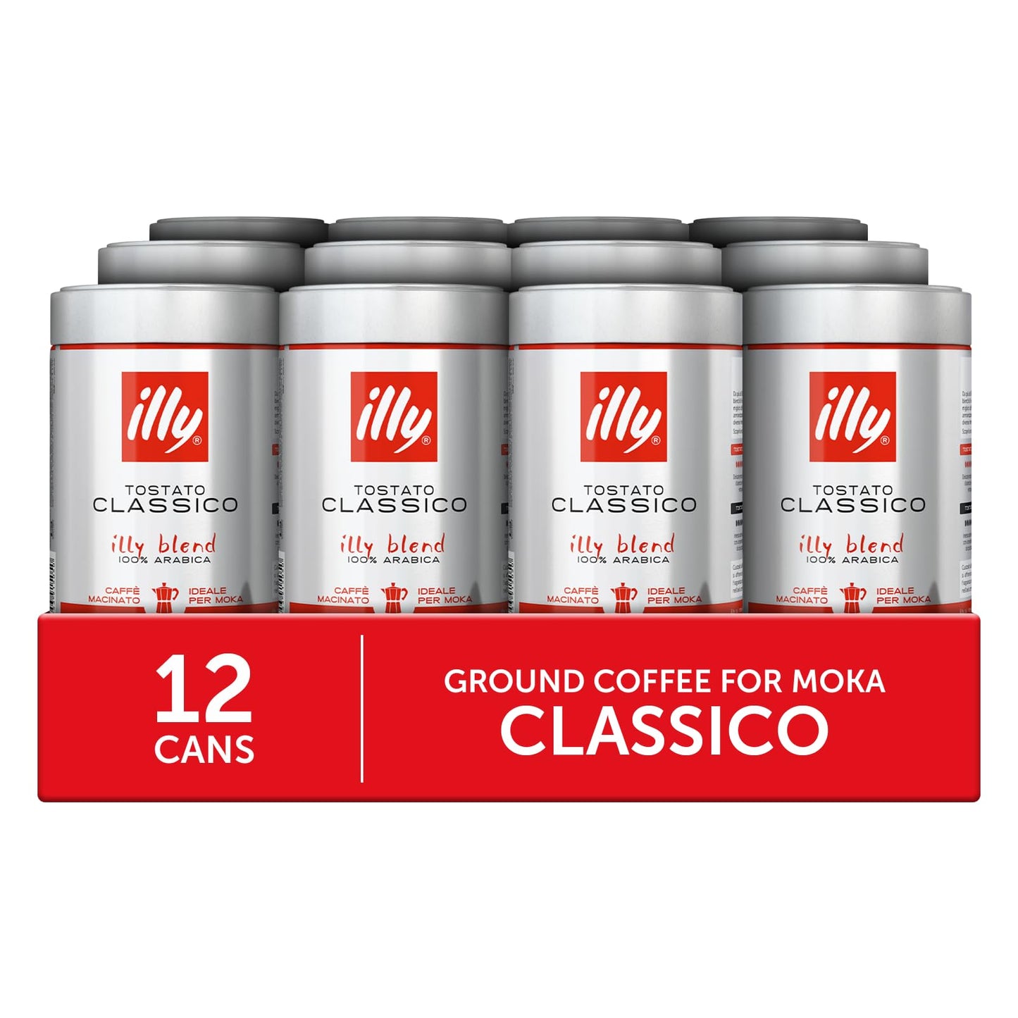 illy Intenso Ground Espresso Coffee, Bold Roast, Intense, Robust and Full Flavored With Notes of Deep Cocoa, 100% Arabica Coffee, No Preservatives, 8.8 Ounce Can (Pack of 1)