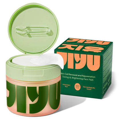 JIYU Toning Polish Pads - Korean Skincare for Dark Spots, Wrinkles & Dull Skin - Hydrating Facial Treatment with Snail Mucin, Niacinamide, Peptides & Centella - 2-Pack, 200 Pads