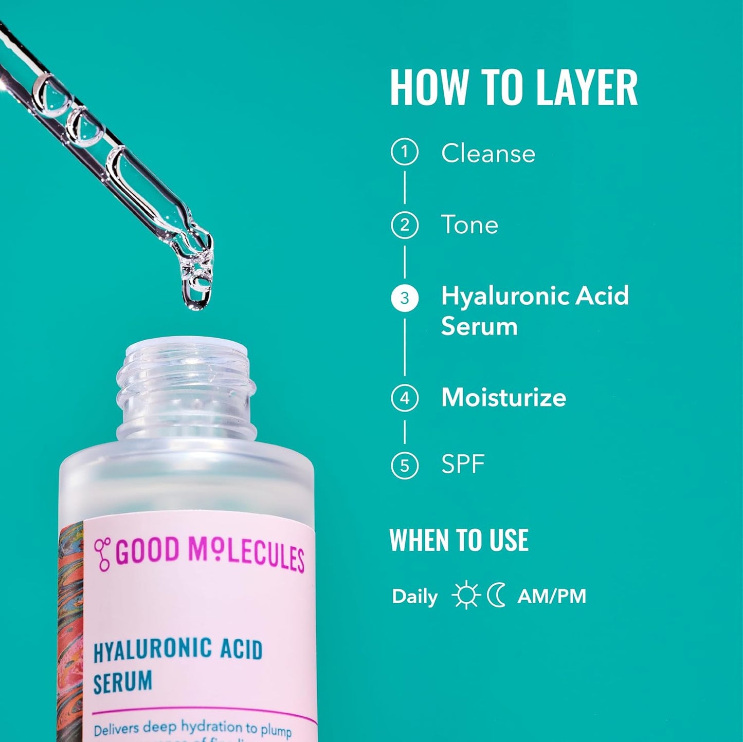 Good Molecules Hyaluronic Acid Serum for Face, Hydrating Serum, 1 fl oz