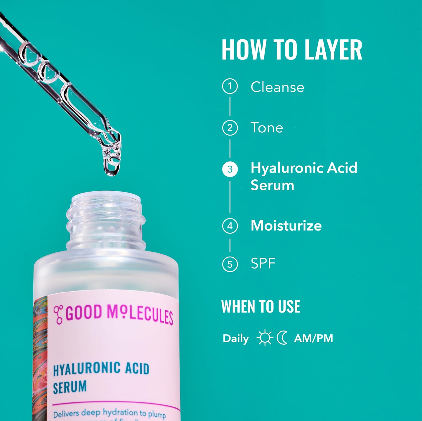 Good Molecules Hyaluronic Acid Serum for Face, Hydrating Serum, 1 fl oz