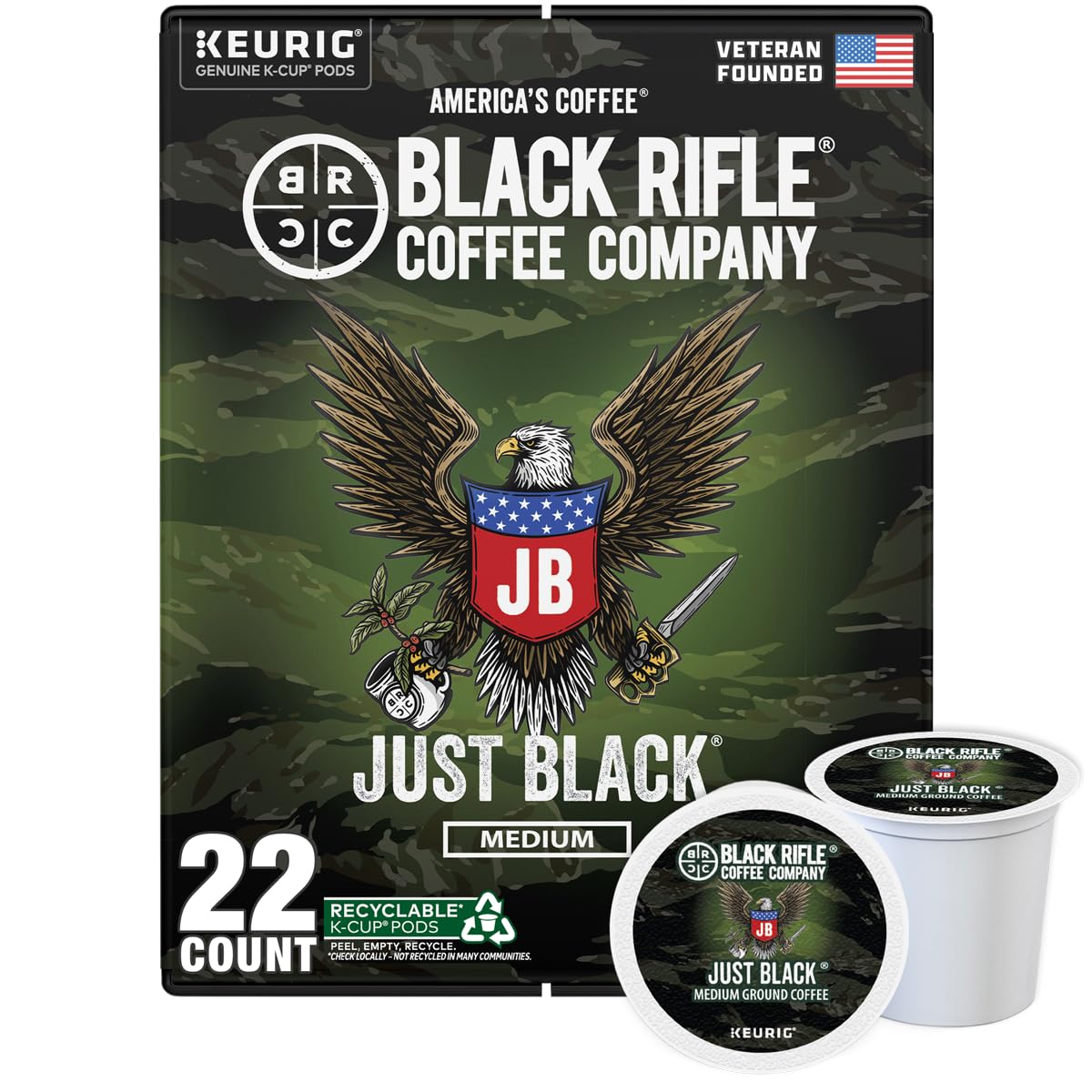Black Rifle Coffee Medium Roast K Cup Coffee Just Black 32 Count