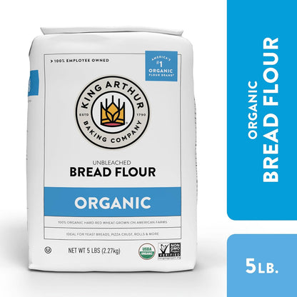 King Arthur 100% Organic Bread Flour, Unbleached, 5 lb (Pack of 1) - Non-GMO Project Verified, No Preservatives