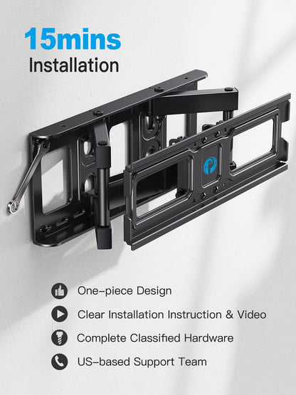 Pipishell Full Motion TV Wall Mount for Echo Show 21/15 and 13-43 Inch Flat Curved Screen TVs & Monitors, Max VESA 200x200mm up to 44lbs, TV Mount Wall Bracket with Rotation Swivel Tilt Extension