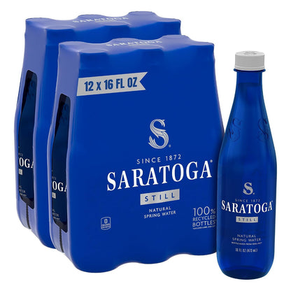 Saratoga Sparkling Water Bottles, 24-Pack – Carbonated Spring Bottled Water – Recycled PET Plastic Bottles – 16 Fl Oz