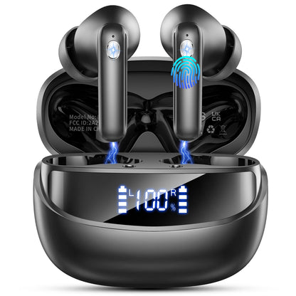 Wireless Earbuds, Bluetooth 5.4 Ear Buds, LED Power Display, 6D Bass Stereo