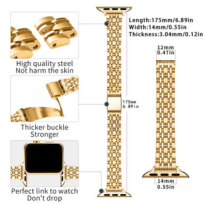 QUNDAXI Slim Watch Band Compatible with Apple Watch 41mm 45mm 42mm 44mm 40mm 38mm Metal Stainless Steel Watchband Suitable for iWatch 11/10/9/8/7/6/5/4/3/2/1/SE Series Women Luxury Strap