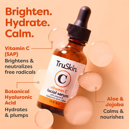 TruSkin Brightening Vitamin C Serum for Face with Hyaluronic Acid, 1 fl oz