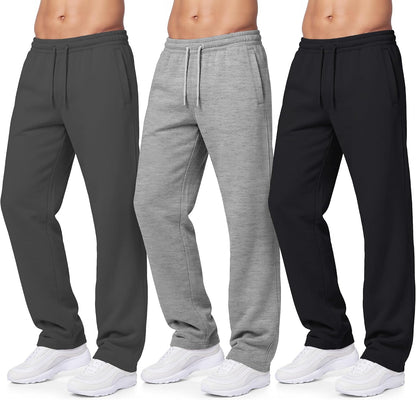 PURE CHAMP Sweatpants for Men 3 Pack Fleece Athletic Workout Joggers Mens Sweatpants with Zipper Pockets Size S-3XL