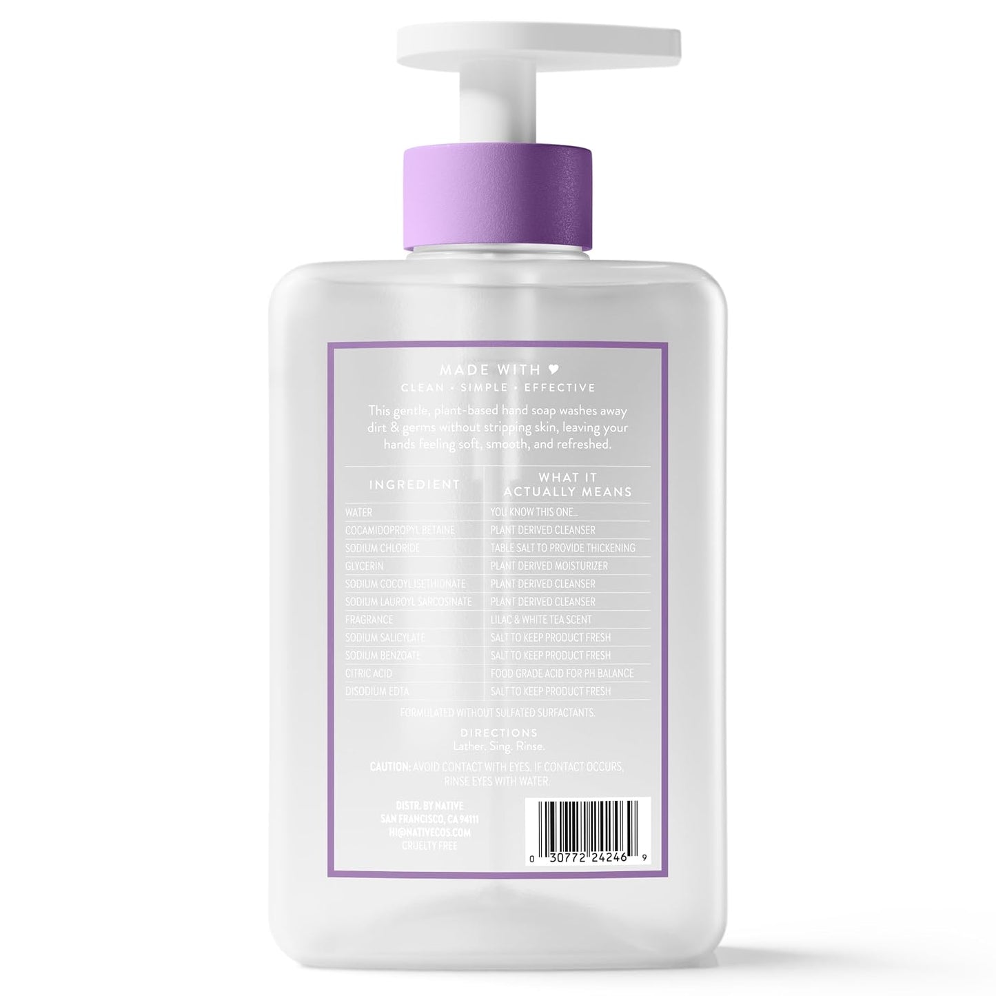 Native Liquid Hand Soap, Toasted Vanilla & Honey Scent, Non-Drying Formula for Soft, Smooth Hands, Made with Plant-Based Cleansers, Sulfate & Paraben Free, 13 oz Bottle