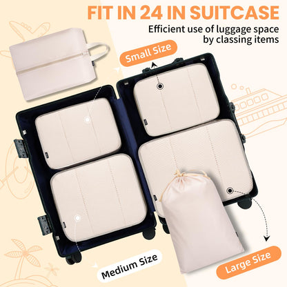 BAGAIL 8 Set Packing Cubes Luggage Packing Organizers for Travel Accessories-Cream