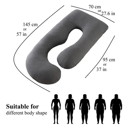 ALLOPERA Pregnancy Pillow, Full Body Maternity Pillow 57 inch, with Removable Washable Cover - Sleep Support for Legs, Back, Neck, Shoulder, HIPS, Belly, Velvet Cover-Grey-Dark Blue