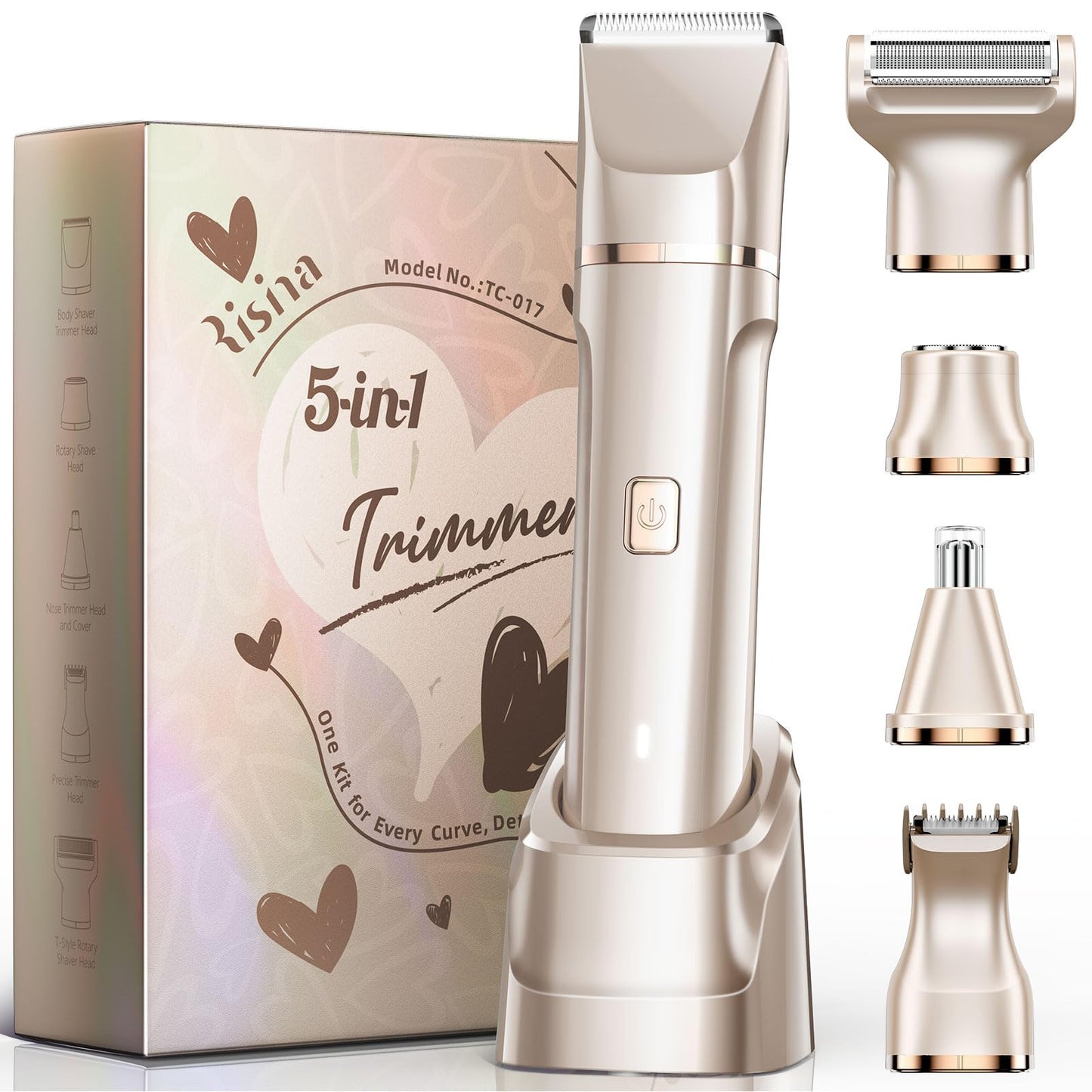 Risina 2-in-1 Bikini Trimmer for Women, Women's Electric Razor, Face Shaver