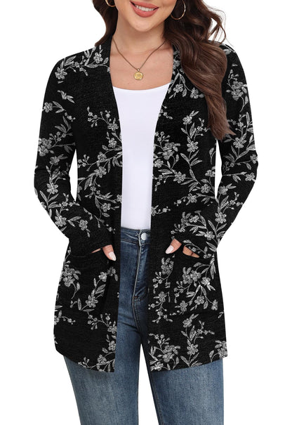 Yincro Women Lightweight Cardigan Long Sleeve Open Front with Pockets S-3XL