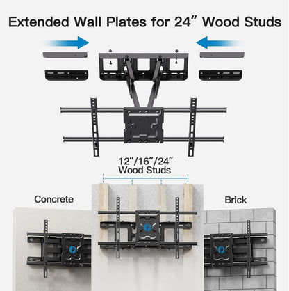 Pipishell Full Motion TV Wall Mount for Echo Show 21/15 and 13-43 Inch Flat Curved Screen TVs & Monitors, Max VESA 200x200mm up to 44lbs, TV Mount Wall Bracket with Rotation Swivel Tilt Extension