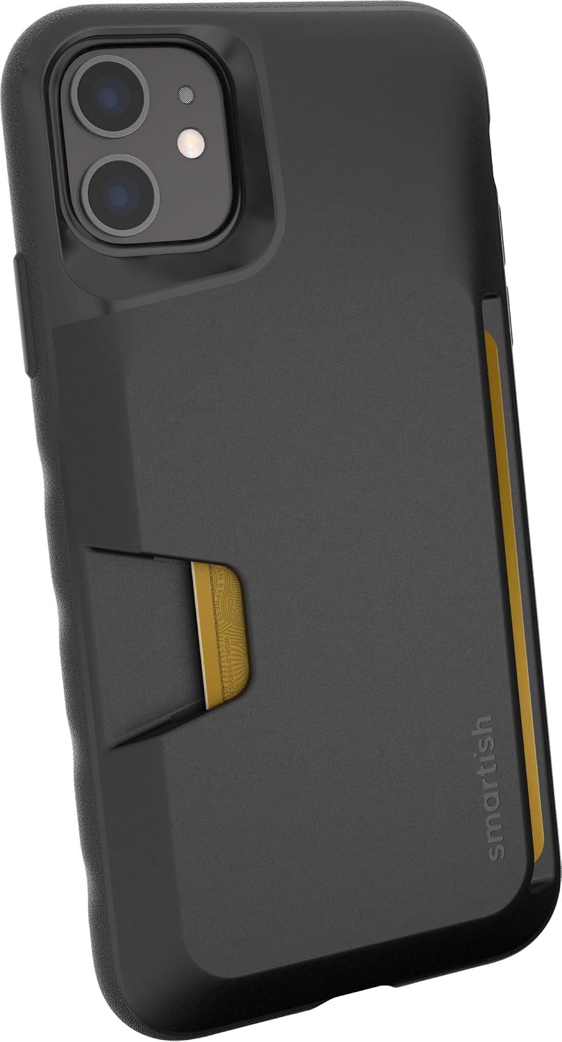 Smartish® iPhone 13 Wallet Case - Wallet Slayer Vol. 1 [Slim + Protective] Credit Card Holder - Drop Tested Hidden Credit Card Slot Cover for Apple iPhone 13 - Black Tie Affair