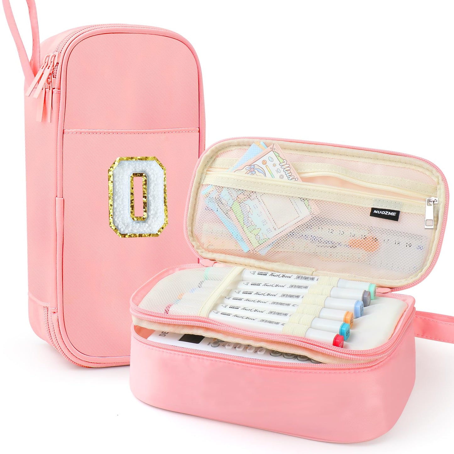 Cute Large Pencil Case Pouch,Personalized Initial Pencil Bag for Girls Boy