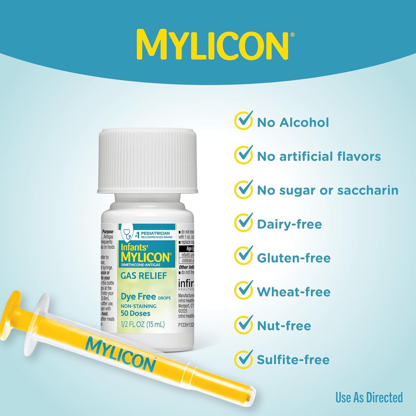 MYLICON Gas Relief Drops for Infants and Babies, Dye Free Formula, 1 Fl Oz.