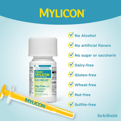 MYLICON Gas Relief Drops for Infants and Babies, Dye Free Formula, 1 Fl Oz.