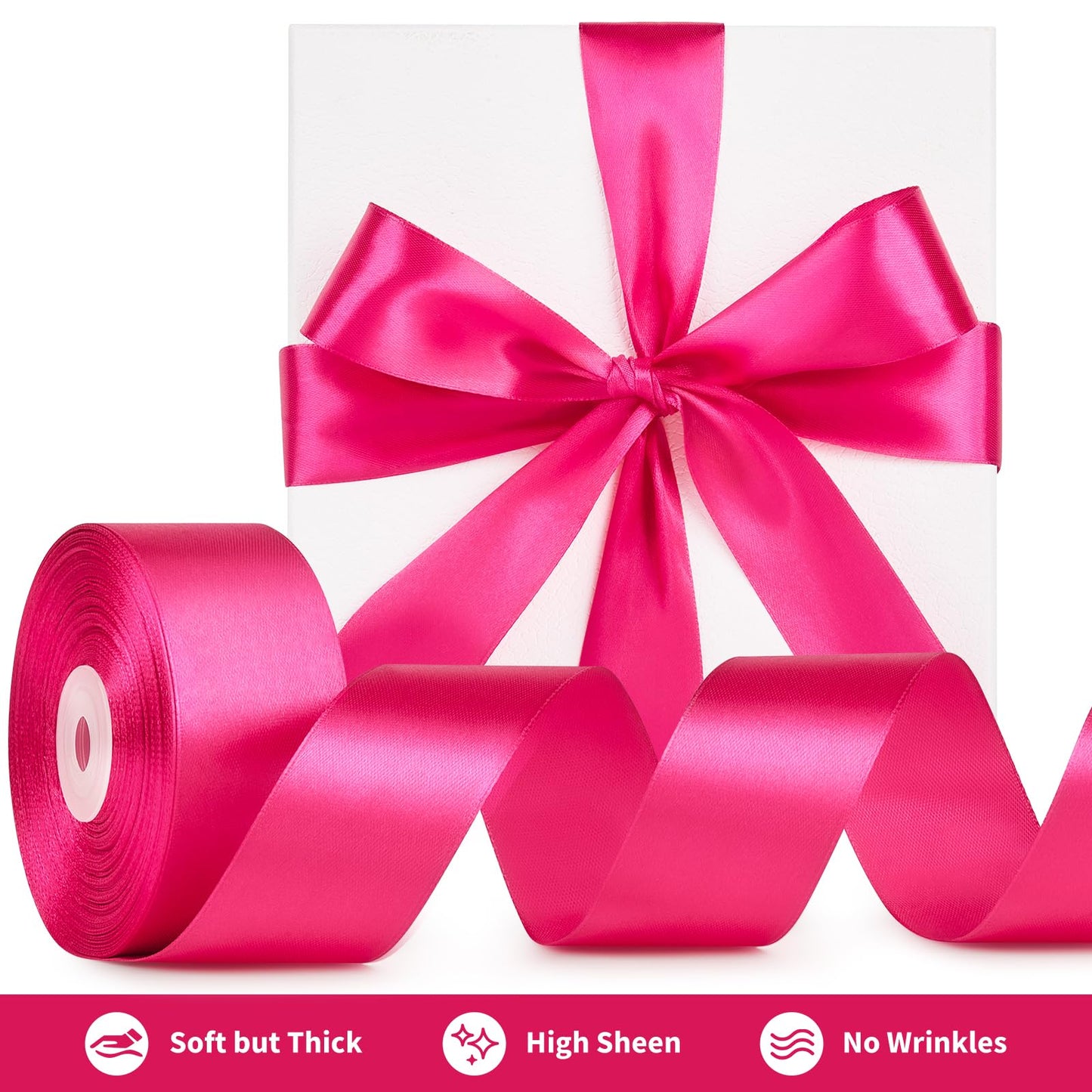 Mauproy Dusty Rose Satin Ribbon, 1-1/2 Inch, 50 Yards