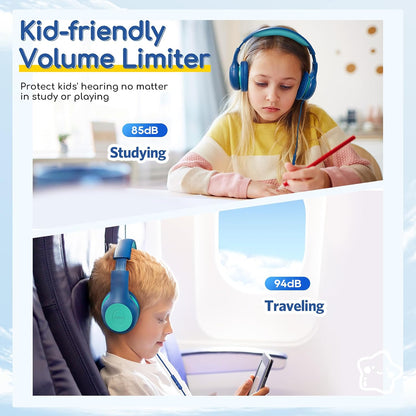 EarFun K1 Kids Headphones Wired with Mic, Volume Limit Headphones for Kids