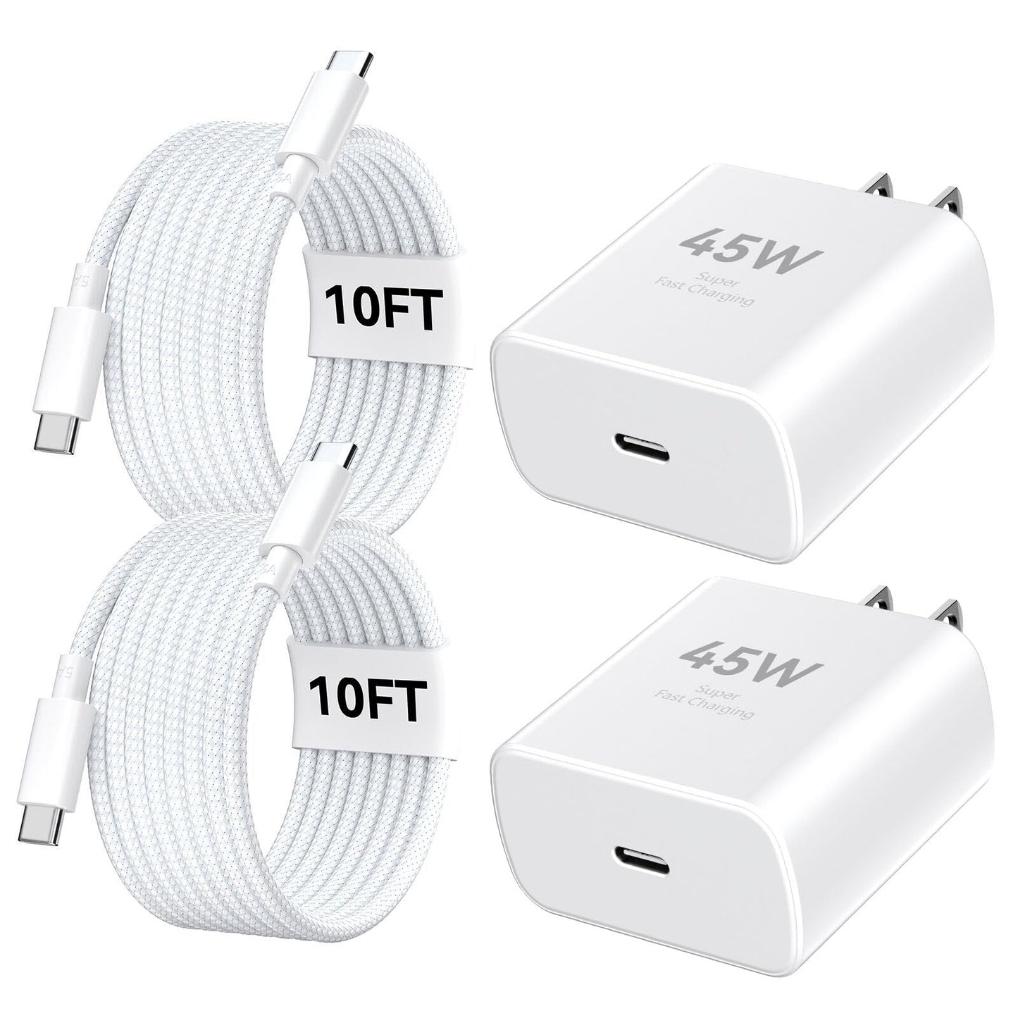 Phone 17 16 Pro Max Charger Fast Charging, 45W Super Fast USB C Charger Block with 10FT Long Charging Cord Cable for 17 16 Pro Max/17 16/16 Plus,15 Pro Max/15 Pro/15, Android Phone-Black