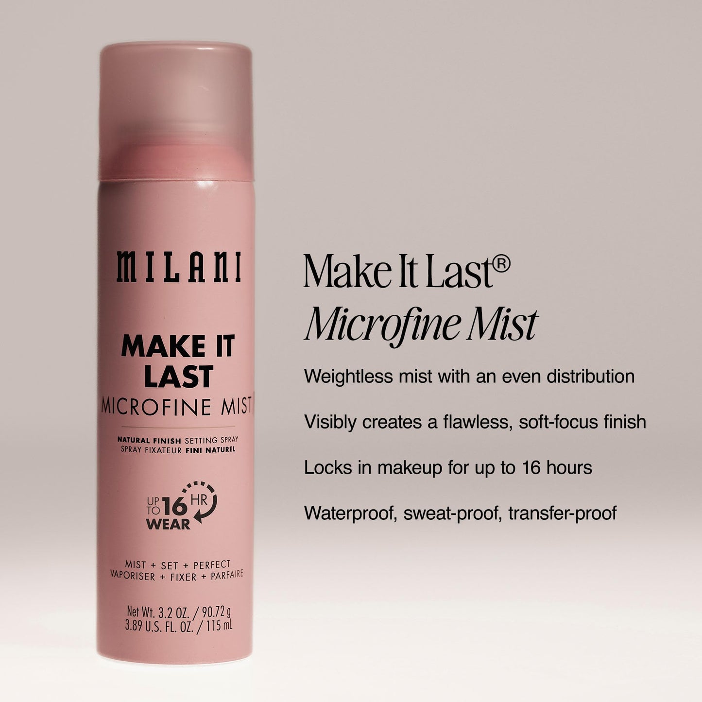 Milani Setting Spray + Primer, Make It Last Original Natural Finish