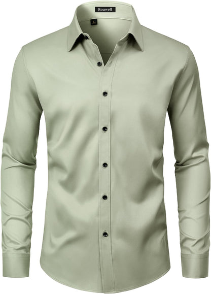 Men’s Wrinkle Free Dress Shirts Regular Fit Long Sleeve Non Iron Business Casual Wedding Stretch Button Down Shirt