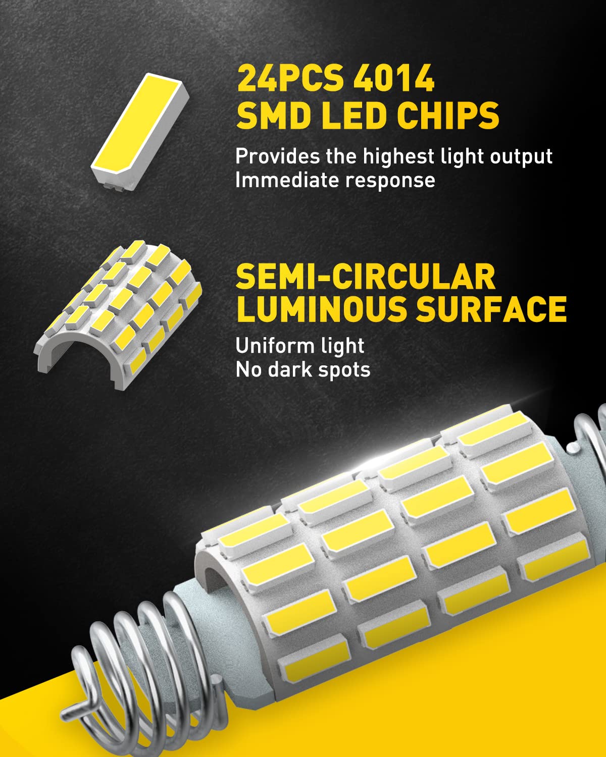 AUXITO 194 LED Bulbs for License Plate Light 168 175 2825 W5W T10 24-SMD 3014 Chipsets 6000K White for Car Dome Door Map Dash Courtesy Cargo License Plate Lights, Pack of 2