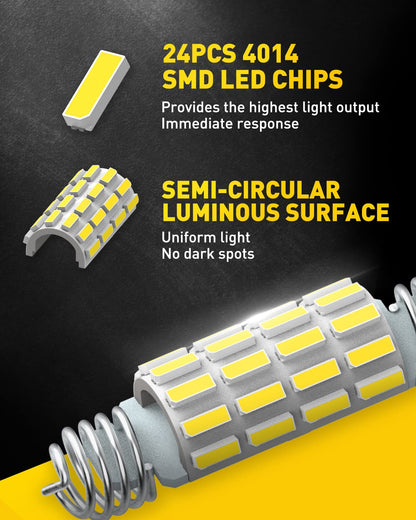 AUXITO 194 LED Bulbs for License Plate Light 168 175 2825 W5W T10 24-SMD 3014 Chipsets 6000K White for Car Dome Door Map Dash Courtesy Cargo License Plate Lights, Pack of 2