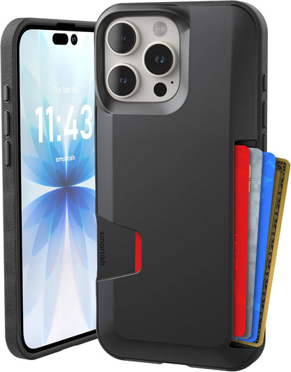 Smartish® iPhone 13 Wallet Case - Wallet Slayer Vol. 1 [Slim + Protective] Credit Card Holder - Drop Tested Hidden Credit Card Slot Cover for Apple iPhone 13 - Black Tie Affair