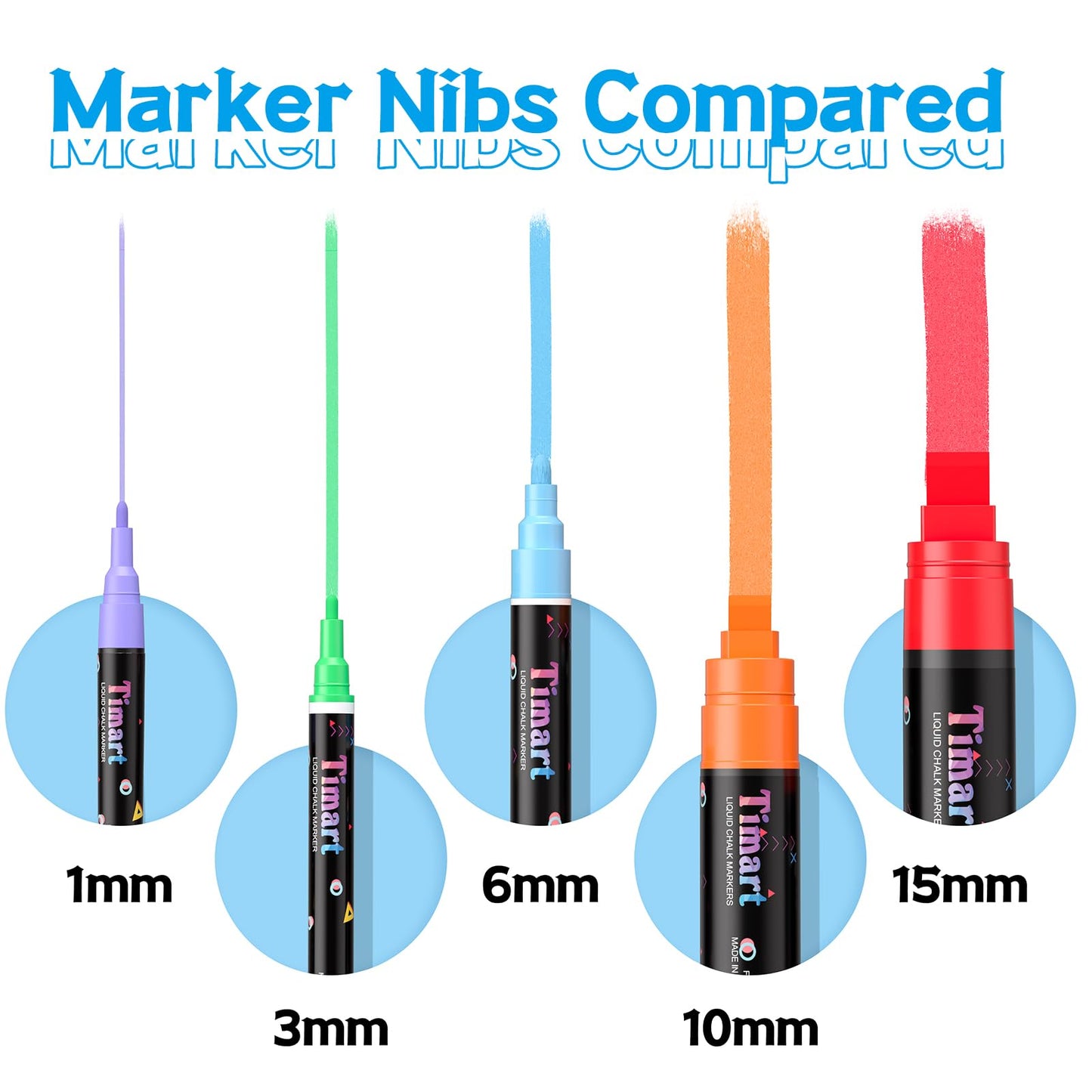 Timart Fine Tip Chalk Markers, Liquid Chalk Pens-8 Pack, 1mm Point