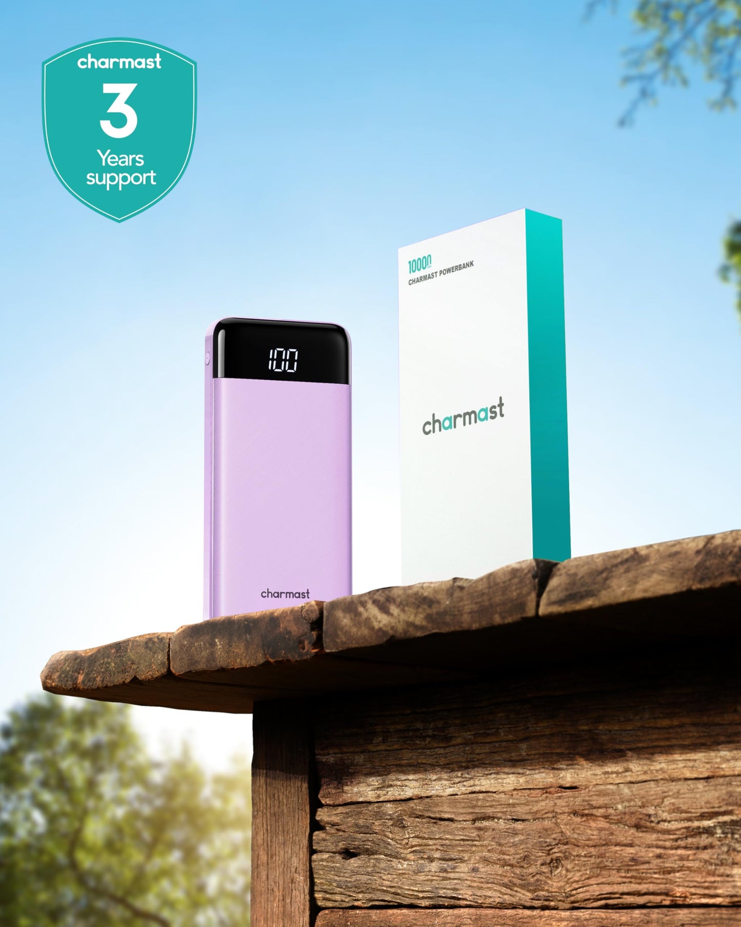 charmast Power Bank Portable Charger with Reinforced Built-in 4 Cables
