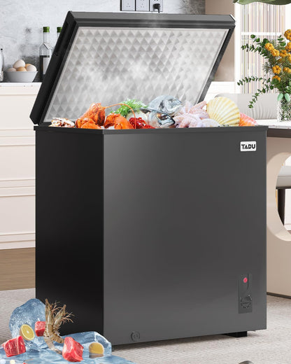 TABU 3.5 Cubic Feet Chest Freezer, Compact Deep Freezer, Black