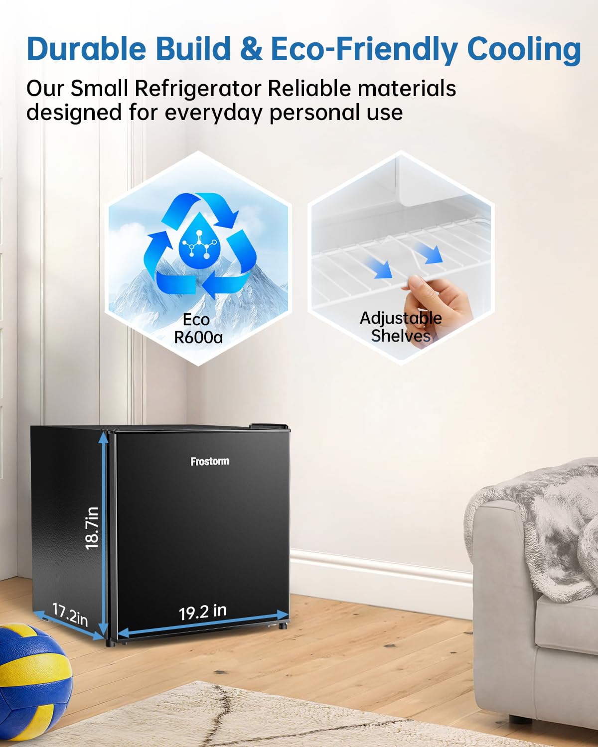 3.2 Cu Ft Mini Fridge with Freezer, Single Door Upright Freezer