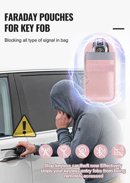 Faraday Pouch for Car Keys, Faraday Bag, Car RFID Signal Blocking Holder, Key Fob Protector, Key fob cage Block Signal Anti-Theft Fob Case Red,M