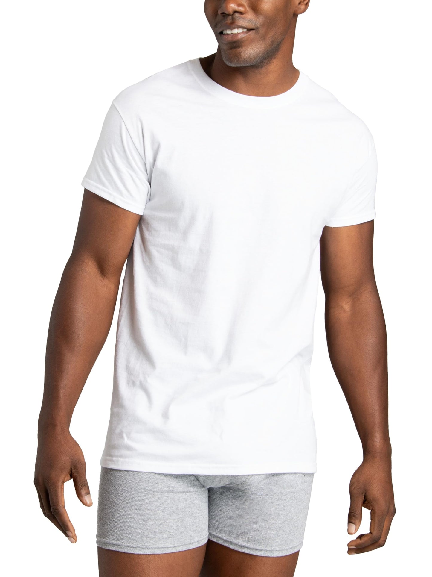 Fruit of The Loom Men's Crew Tee Undershirts, Moisture Wicking & Tag Free, Also Available in Big & Tall