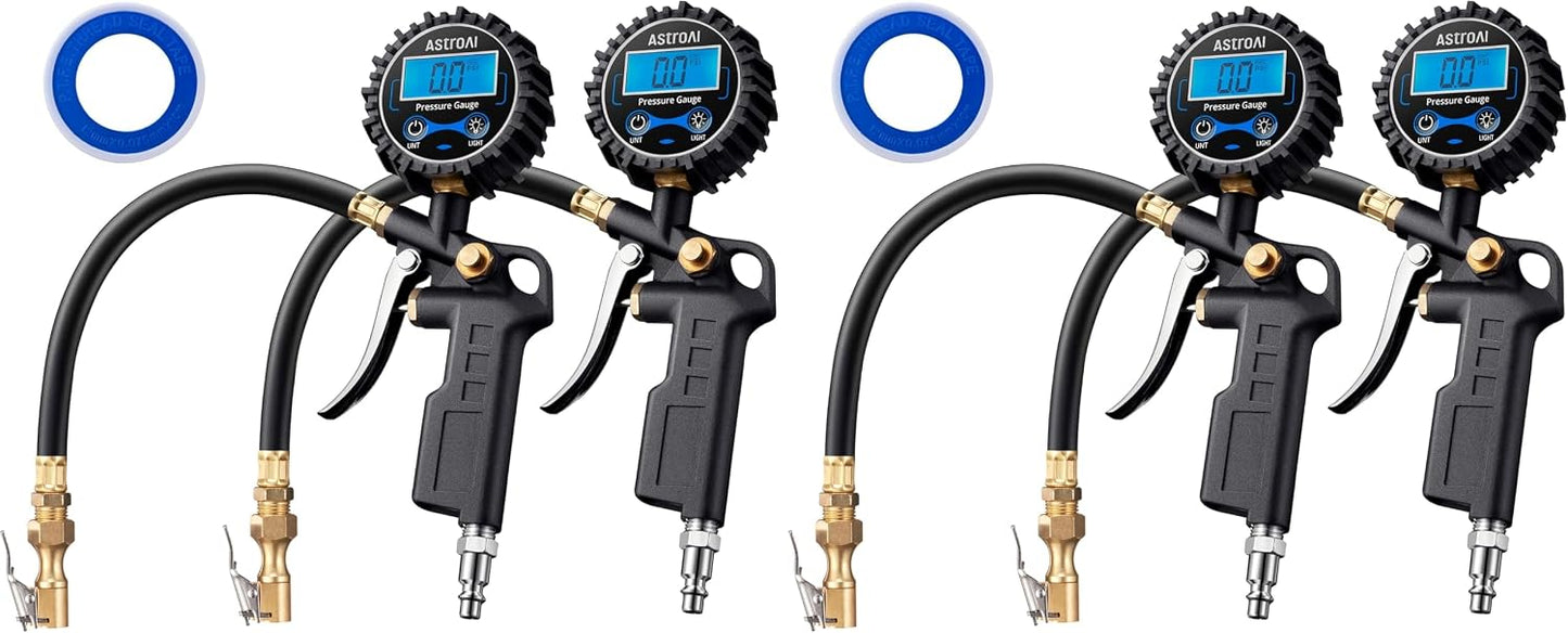 AstroAI Digital Tire Pressure Gauge with Inflator 3-250 PSI Fits 1/4" NPT