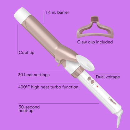 Conair Curling Iron, Double Ceramic, 1" Barrel, White/Rose Gold