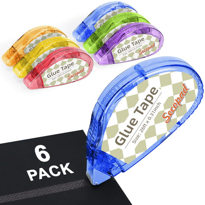 Secopad Scrapbook Tape, Glue Tape for Crafts, 4 Pack, Light-Colored Shell