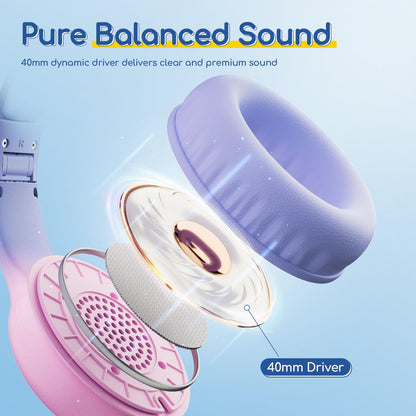 EarFun K1 Kids Headphones Wired with Mic, Volume Limit Headphones for Kids
