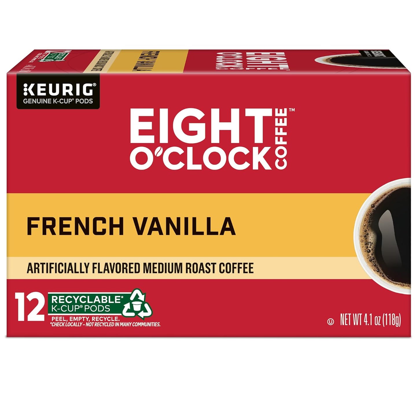 Eight O'Clock Coffee Hazelnut, Single-Serve Keurig K-Cup Pods, Flavored Medium Roast Coffee Pods, 96 Count
