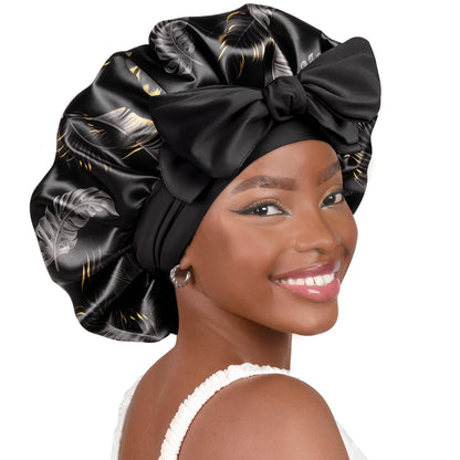YANIBEST Adjustable Silk Bonnet for Sleeping Women Double Layer Satin Bonnet Reduce Friction Prevent Frizz Curly Hair