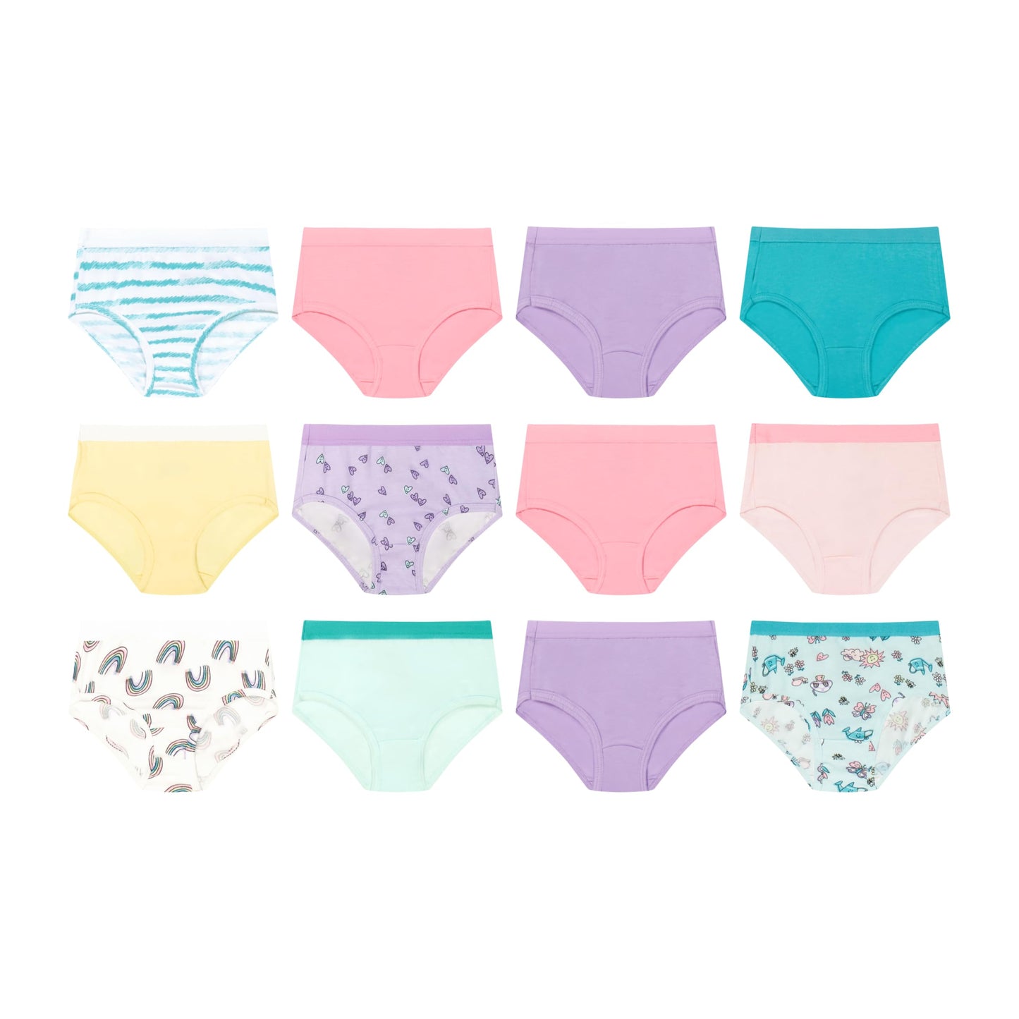 Hanes Girls' And Toddlers Underwear, Stretch Cotton Panties, 12-pack, Briefs, Bikini and Hipsters for Girls