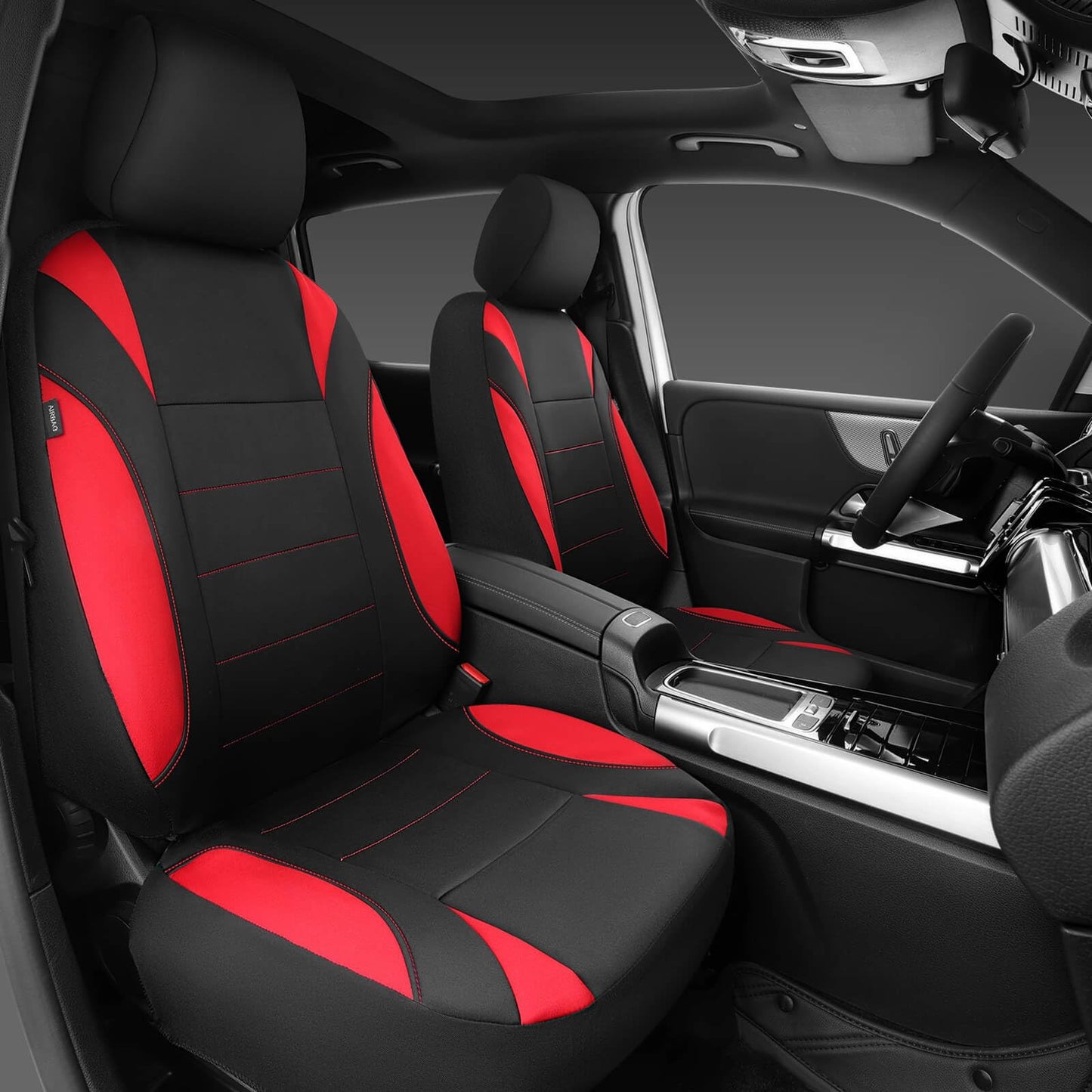 CAR PASS Waterproof Car Seat Covers Front Seats Only with 5mm Composite EVA, Neoprene Car Seat Cover with Separate Headrest Cover, Quick Setup Universal Fit for Car SUV Trucks,Airbag Compatible（Gray