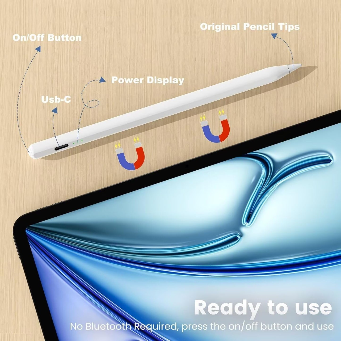 Penlike Pencil for Apple iPad 2026-2018, Fast Charge Stylus Pen for iPad