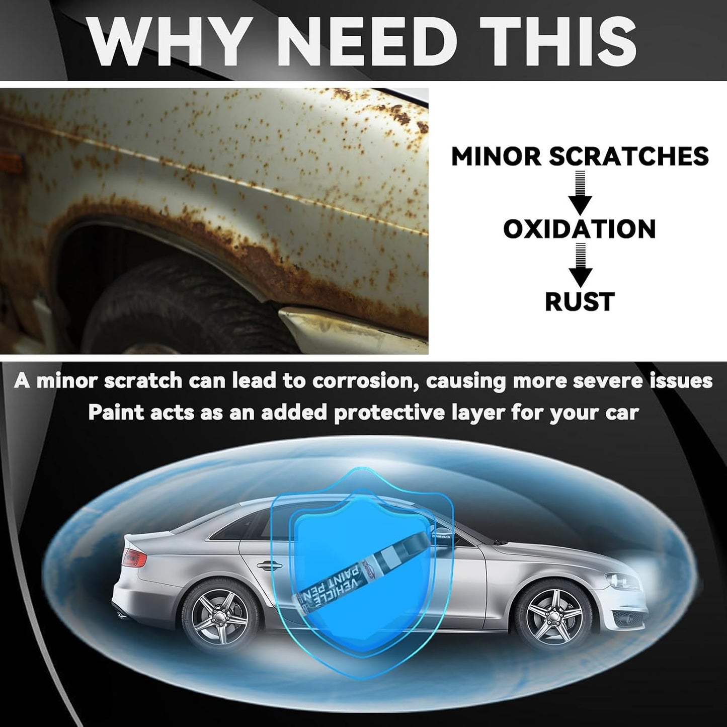 Matte Black Touch Up Paint for Cars, Universal and Color Accurate Automotive Scratch Repair Pen, Lasting Auto Scratch Remover, Quick Drying, Weather Resistant, Easy to Use, Versatile Use