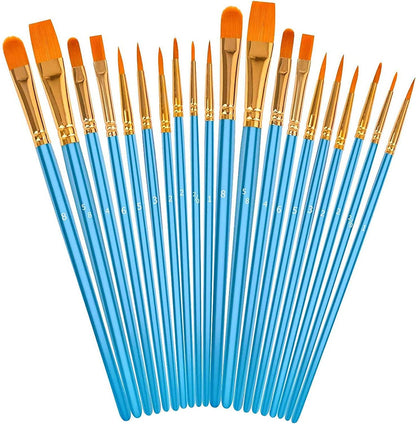 Soucolor Acrylic Paint Brushes Set, 20 Pcs Pointed Tip Artist Paintbrushes