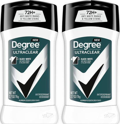 Degree Men UltraClear Antiperspirant Black+White Sweat & 2 Count 2.7 oz